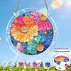 2D Flach, 1 Set/83 Teile 18,8cm Acryl Puzzle Buntglas Sonnenfänger Hängendes Ornament für Fenster Heimdekoration, Mystisches Mandala Blume Puzzle Garten Sonnenfänger,
