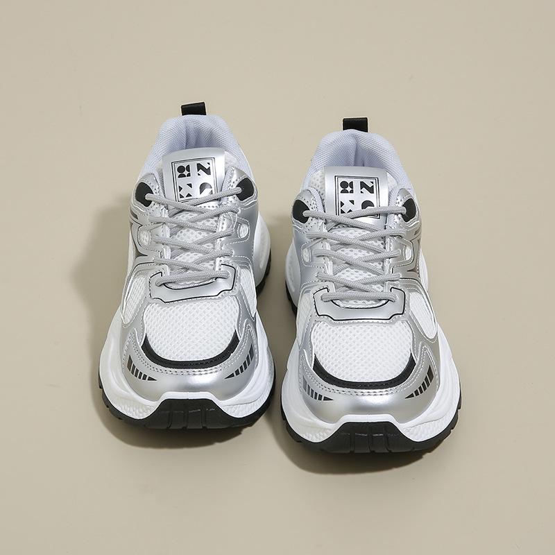 

Кроссовки папины туфли для девочки 2025 новая весна и лето платформа модные популярные универсальные интернет-знаменитость сетчатые дышащие повседневные спортивные туфли тренд 36 серебряный