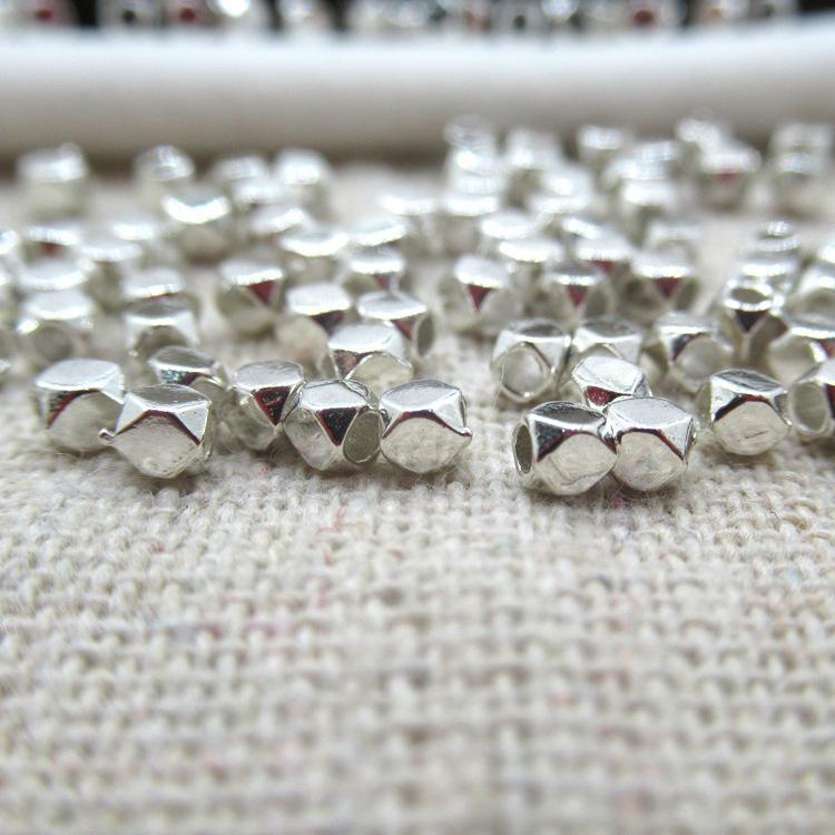 S925 Sterling Silver Multifaceted Spacer Beads for DIY Bracelets, Necklaces, and Accessories