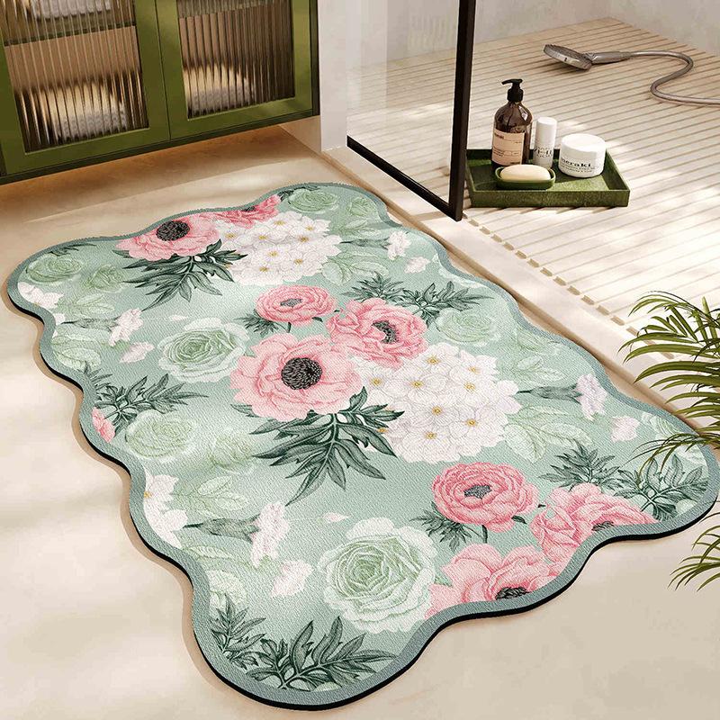 Bathroom Floor Mat Green Forest Style Bathroom Floor Mat Absorbent Quick Drying Anti Slip Mat