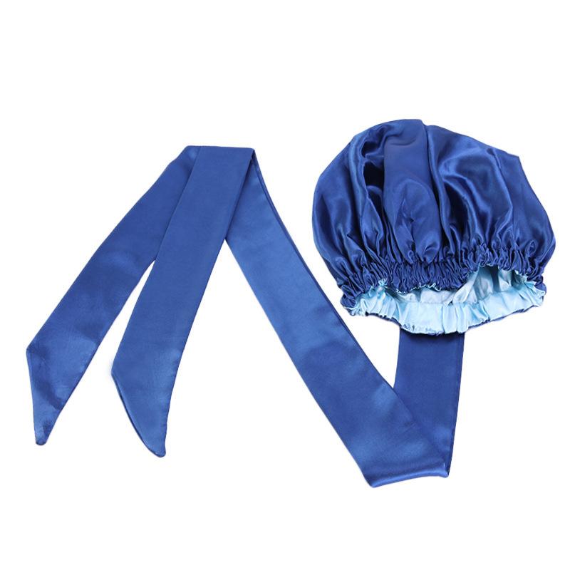 Double Layer Satin Bonnet Hair Wraps Long Band Custom Designer Bonnets Adjustable Elastic Bonnet