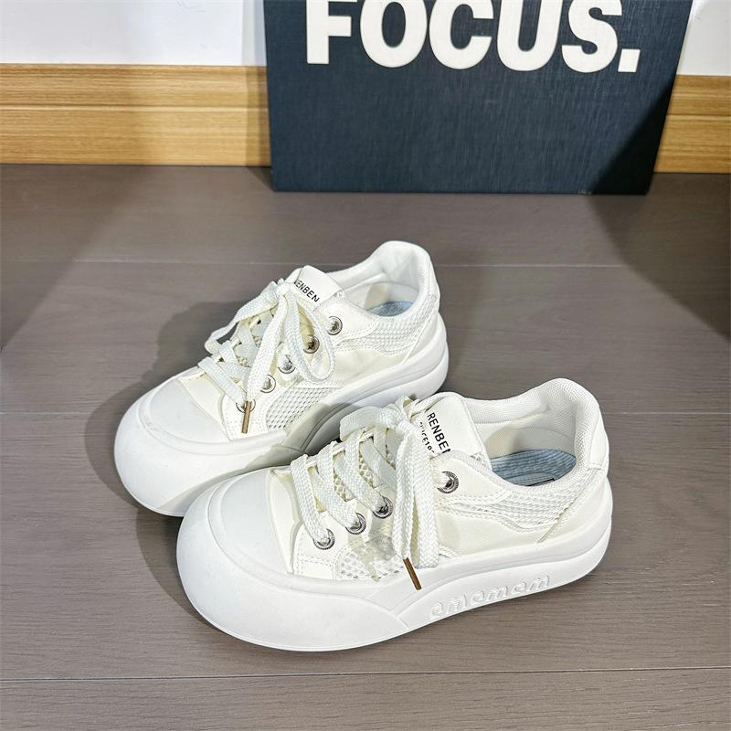 

Милые модные туфли на платформе с круглым носком, женские весенние новые, увеличивающие рост, легкие, низкие кеды на доске, кроссовки 40 бежевый