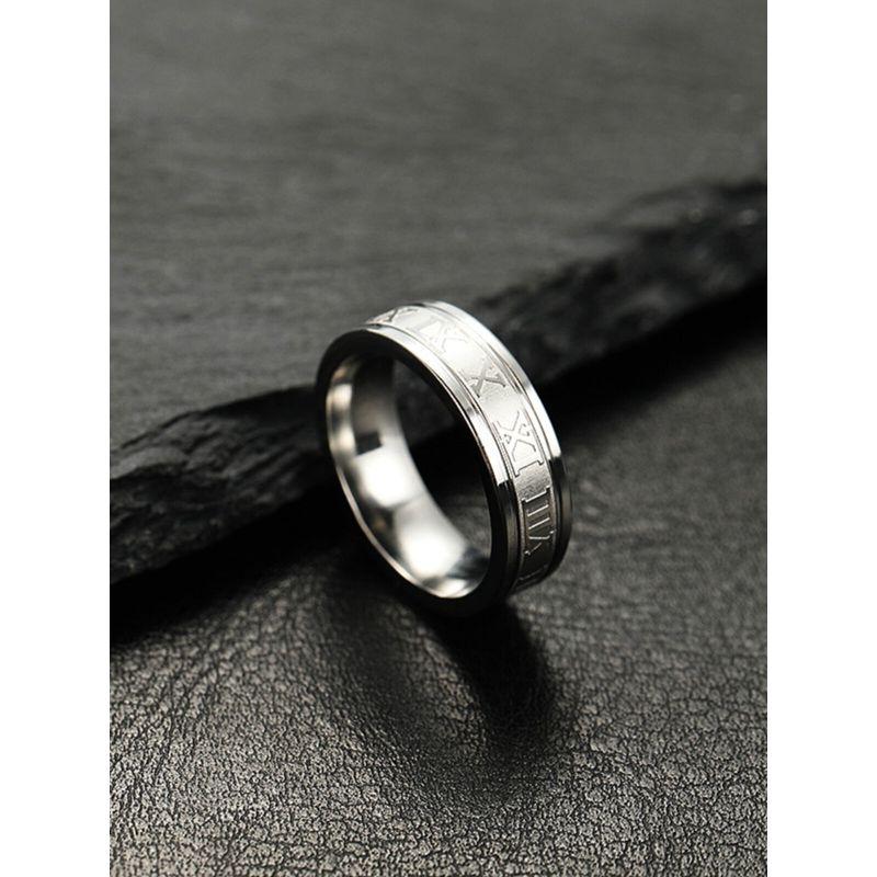 Cross-Border Foreign Trade Stainless Steel Jewelry Hot Sale Western Style 6mm Corrosion Roman Word Multi-Color Optional Titanium Steel Ring