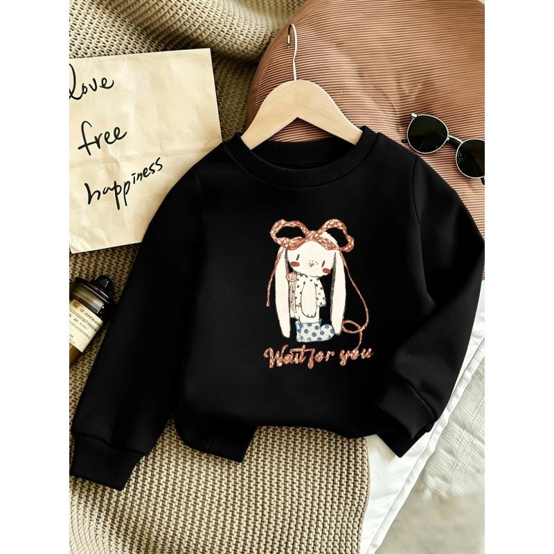 European sizes Cute Printed Pattern 0-3 Years Kids' Comfortable Spring Lightweight Crew Neck Sweatshirt with Cartoon Rabbit Design