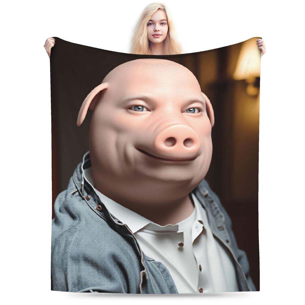 Soft Warm Blanket Kids Airplane Travel John Pork Is Calling Throw Blanket Flannel Bedspread For Couch Chair Novelty Sofa Bed