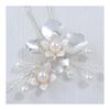 Hair Accessories Set - Leaf and Flower Motif Pearl U-Pins for Bride, Handmade Wedding Hair Jewelry, Silver