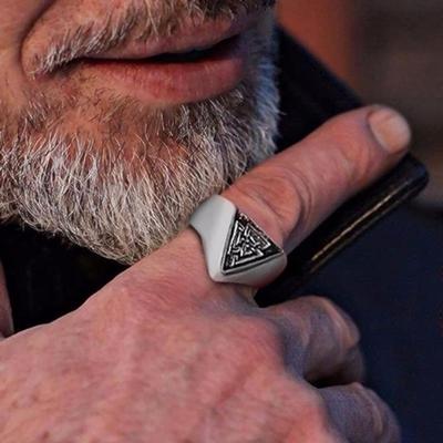 Triangle Viking Signet Ring for Men Valknut Viking Rings Scandinavian Wikinger Norse Jewelry