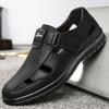 Summer Genuine Leather Mens Sandals Breathable Hollow Out Classic Mens Flat Sandals Solid Rubber Leather Male Casual Sandals785