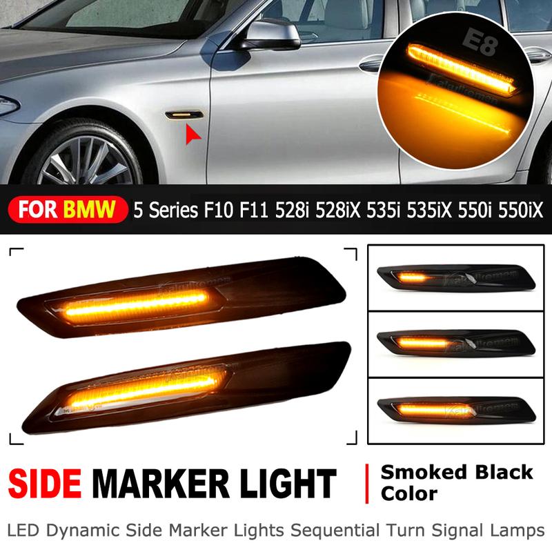 2X LED Sequential Fender Indicator Side Marker Blinker Turn Signal Lights for BMW 5 Series F10 F11 528i 528iX 535i 2011 12 2013