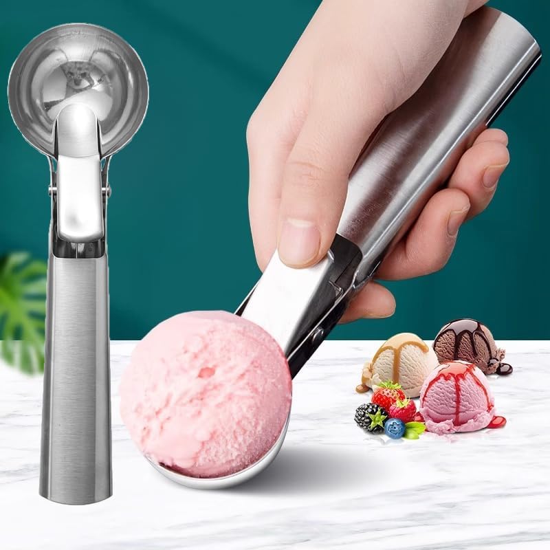 Stainless Steel Ice Cream Scooper No Stick Melon Baller No Struggle Fruit Scooper Perfect Scoop Tool for Ice Cream Sorbet 4