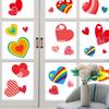 194pcs Valentine Day Heart shaped Glass Window Decal Non adhesive Electrostatic Window Clings Decorations