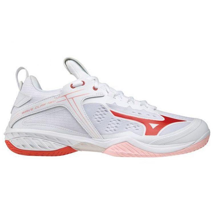 Mizuno Wave Claw Neo Fabric Leather Versatile Comfortable Non-Slip Durable Breathable Low-Top Badminton Shoes Unisex Sneaker Pink White Red 71GA207065