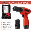 12V Electric Cordless Drill Screwdriver Hand Drill 2 Speed 18+1 Torque Adjustment Li-Ion Battery Rechargeable Power Tool