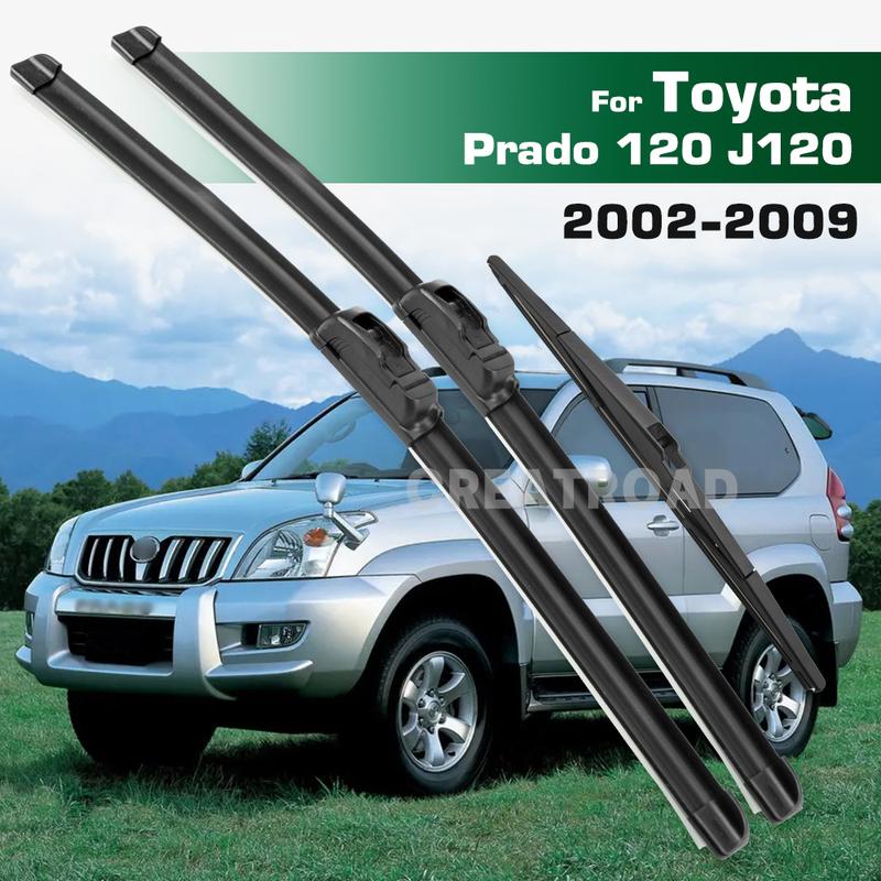 GREATROAD Wiper LHD&RHD Front & Rear Wiper Blades Set For Toyota Prado 120 J120 2002 - 2009 Windshield Windscreen Window Brushes 3PCS