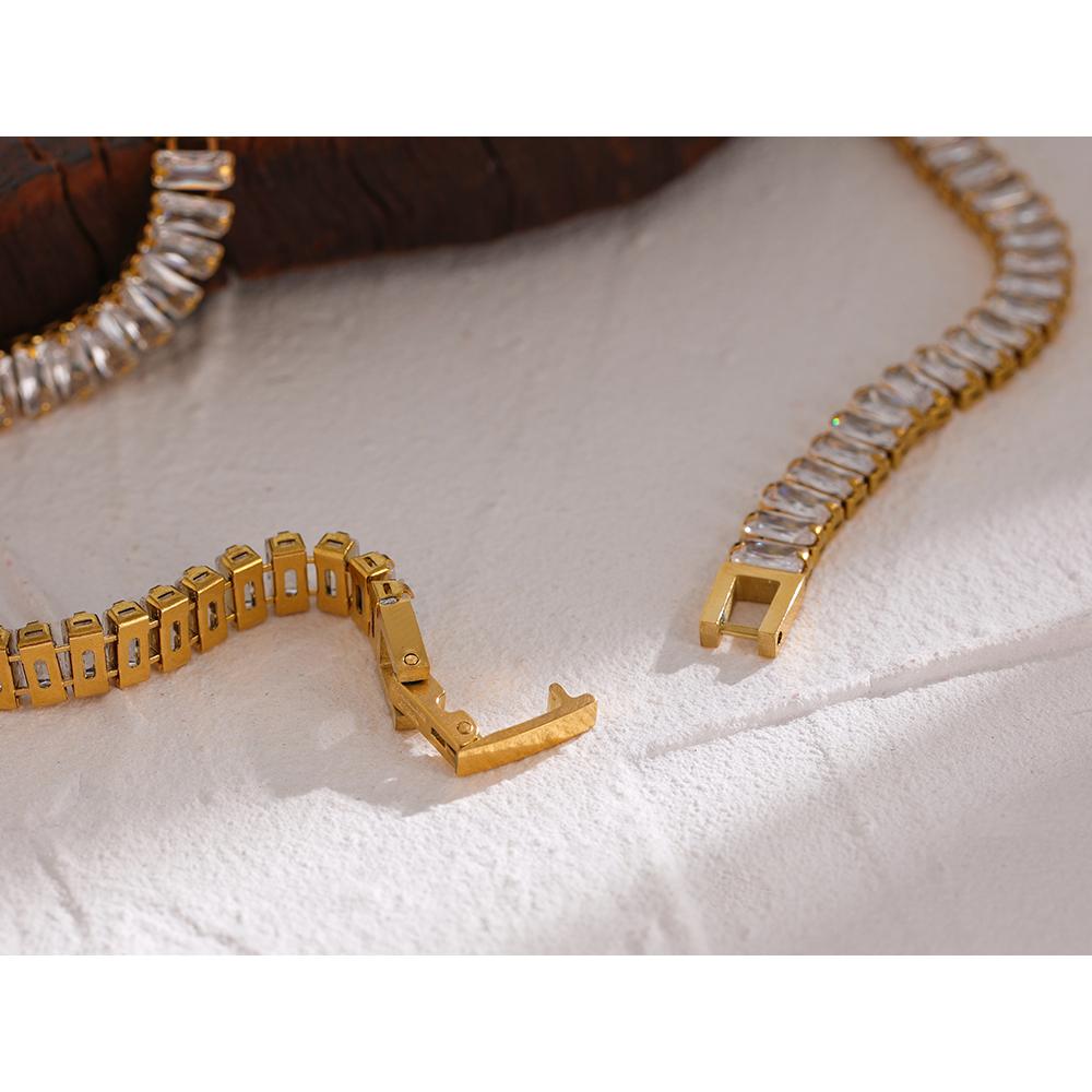 Eetit Collier en acier inoxydable avec chaîne en zircone cubique pour femme