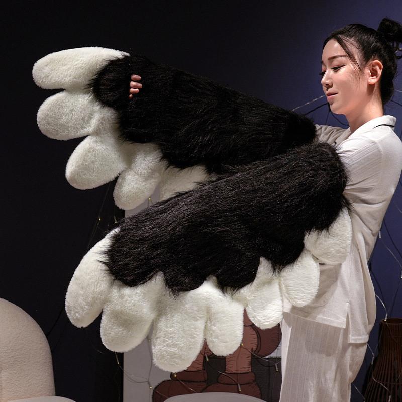 Cartoon Cat Paw Hand Warmers With Soft Short Plush For Winter Students