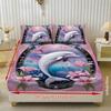3Pcs Flower Dolphin Patterned Mattress Protective Cover (1 * Bed Sheet + 2 * Pillowcases) Skin-Friendly  for Home  Four Seasons