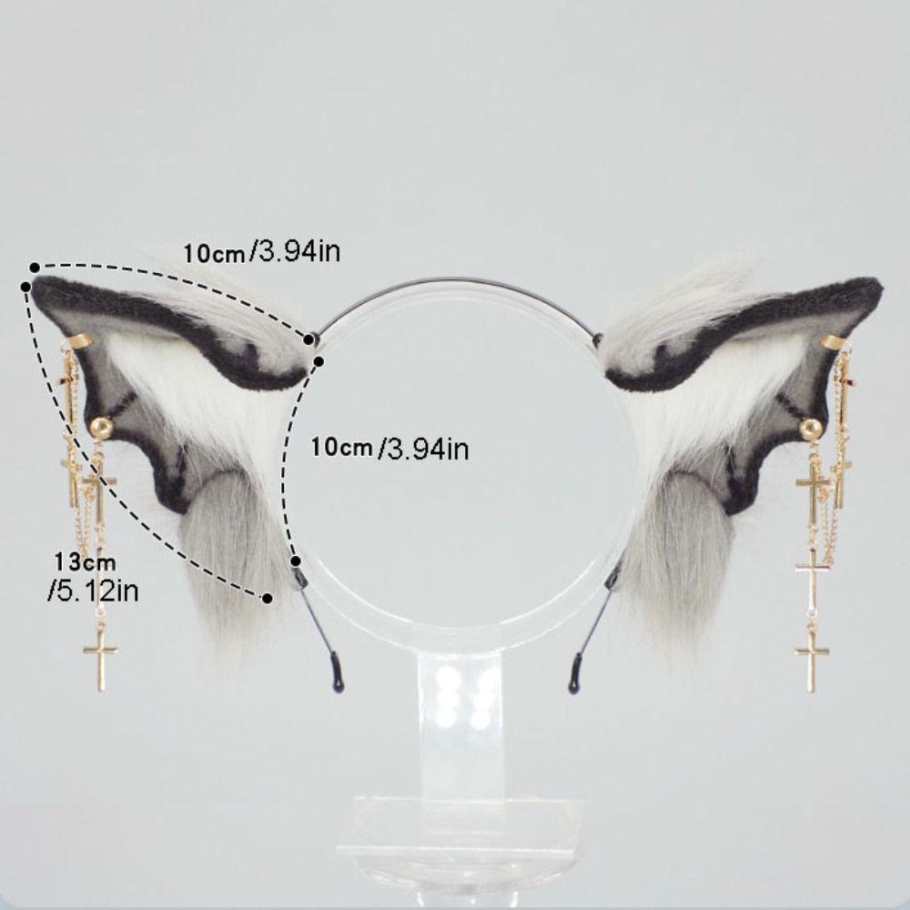 Party Costume Prop Bat Beast Ears Headband Animal Faux Furs Gothic Headband Hair Accessories Realistic Cosplay Headband Adults