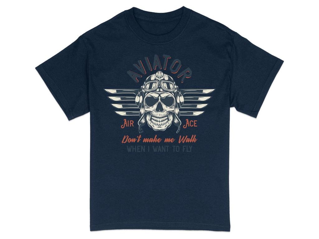 Vintage Aviator Skull TShirt Pilot Wings Aviation Gift Summer Mens and Womens Loose and Breathable Tshirt Top