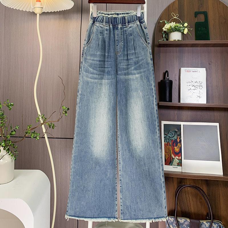 

DIMANAF 2025 Большой размер Осенние Синие Базовые Эластичные Джинсы Новые Брюки Женские Свободные Джинсовые Брюки Большие Повседневные Брюки 6XL 6XL синий