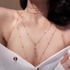 Shiny Rhinestones Tassel Sexy Chest Chain for Women Girls Fashion Metal Bra Cross Bikini Within Hollow Body Chain Zircon
