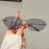 Y2k Rimless Sunglasses Women  New Fashion Cat Eye Casual Decor Shades Trendy Stylish Vintage Brand Design Sun Glasses