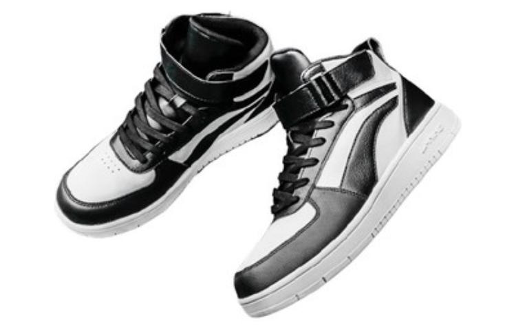 Li Ning Knight Mid top Skateboard Shoes Men's Black White AGCM163-6