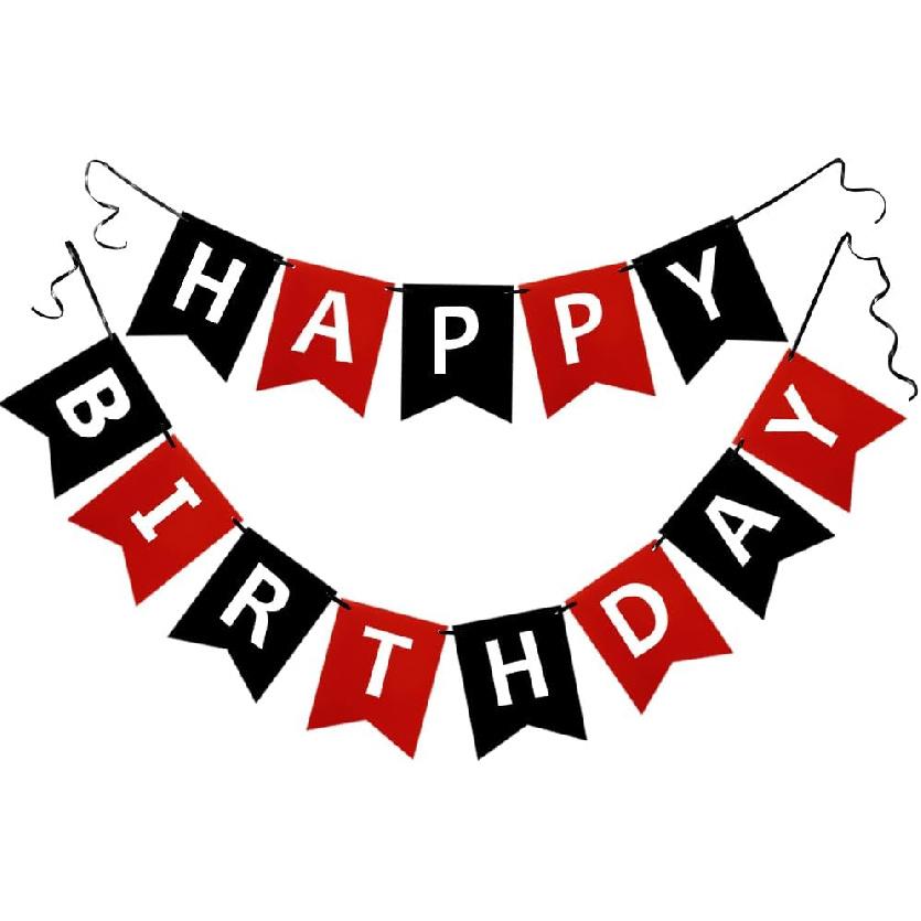 Happy Birthday Banner Birthday Signs Decoration Black Red Racing Theme Party Supplies Garland Decorations Nursery Hanging Decor 13pcs