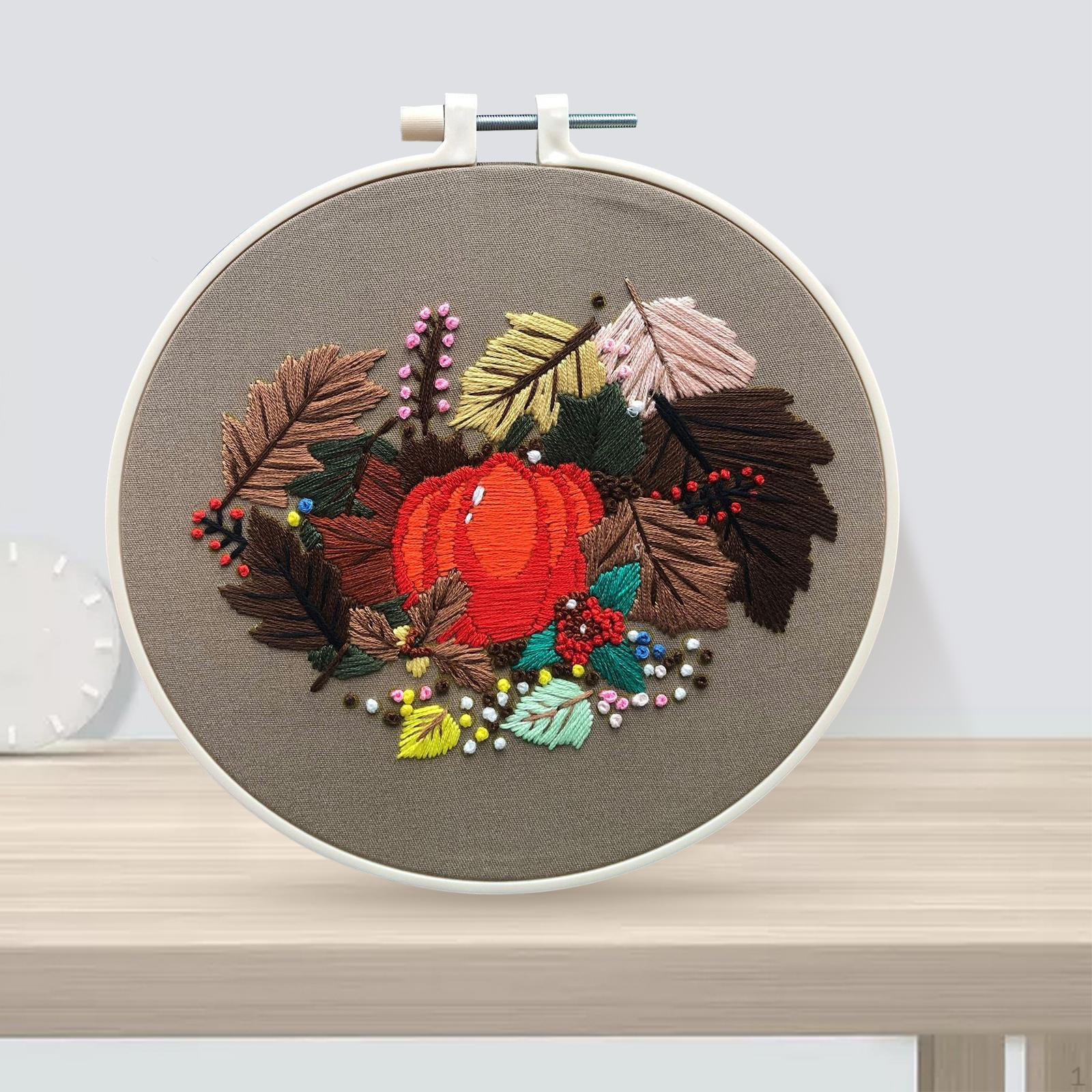 Theme Embroidery Starter Kit Easily to Operate Decorations DIY Handmade Sewing Craft for Gift Maple Leaf