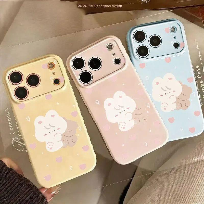 Love Heart Bear Soft Case for Apple 17 Pro Max with Large Window, Full Coverage for Models 16, 15, 14, 13P