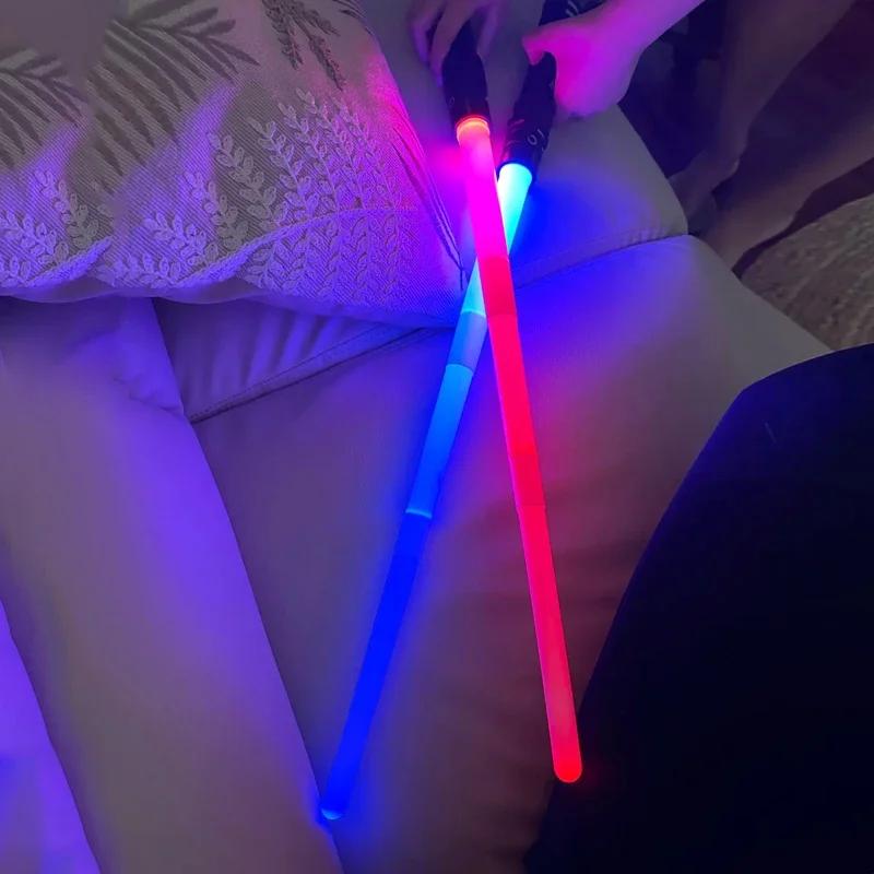 Laser Sword Lightsaber Red And Blue Double Saber Rave Transformation Children'S Gifts Cosplay Plaything Boy Cool Flashing Toys Anime