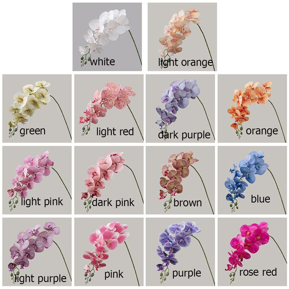 9 Head Artificial Butterfly Orchid Flower Realistic Simulation Plant  Wedding Party