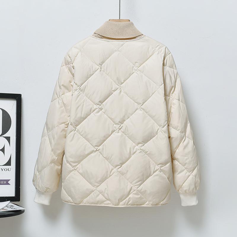 Diamond-shaped Bread Cotton-padded Jacket Autumn and Winter Simple Solid Color Western Style Warm Cotton-padded Jacket Women's Clothing
