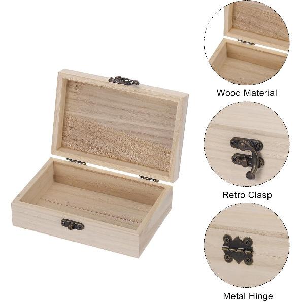 

MECCANIXITY Неокрашенная деревянная коробка для хранения, Классический стиль, 3 шт., Маленькая, Бежевая, 5,9 x 3,9 x 2 Коробка для памятных вещей для рукоделия, искусства, домашнего декора 1