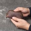 Anti-lost Mini Leather Coin Purse Thin Car Key Retro Money Bag Portable Men Key Ring Pouch  Travel