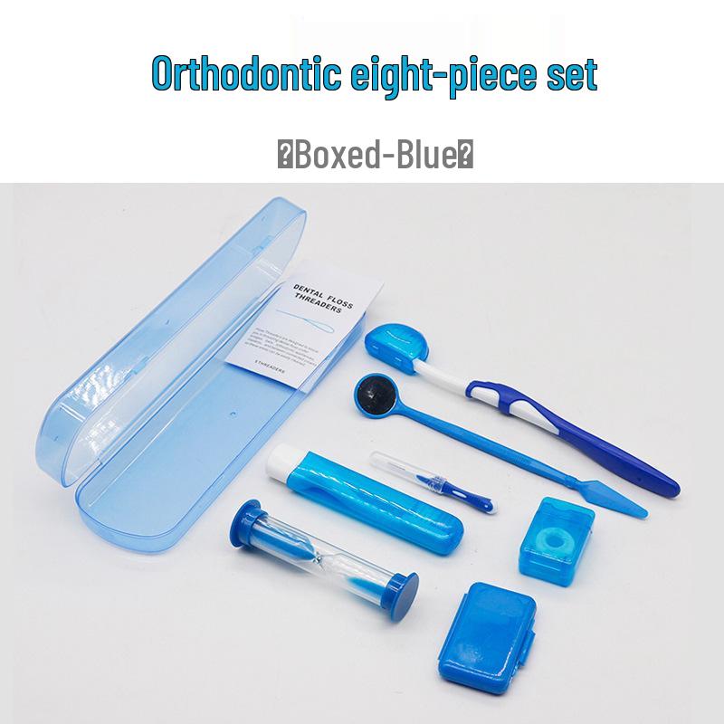 Orthodontic Care Kit: Wax, Interdental Brush, Floss, Mirror, 8-Piece Set