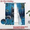 2D flat printing 2pcs Window Curtains Cat Money Underwater Fishing Digital Printed Polyester Drapes Seasonal Party & Holiday