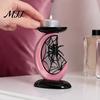 Gothic Home Ornaments Halloween Pink Moon Spider Candle Holder, Sweet Dark Aesthetic Tray for Creative Resin Craft Gift Pillar Candles, Tabletop Decor