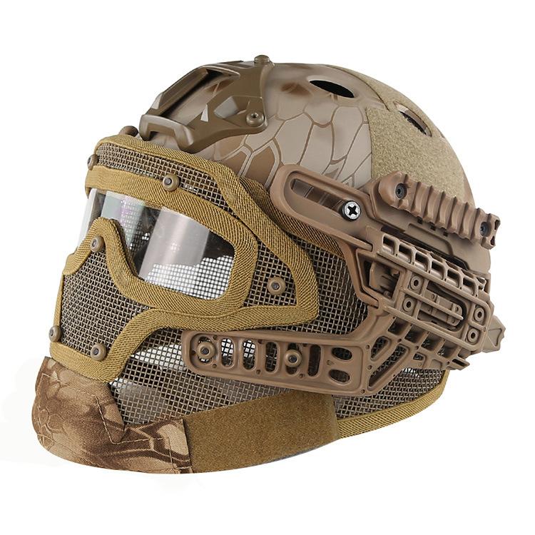 FAST PJ Helmet Mask Integrated Tactical Helmet Head-wrapped Protective Outdoor Cycling Helmet