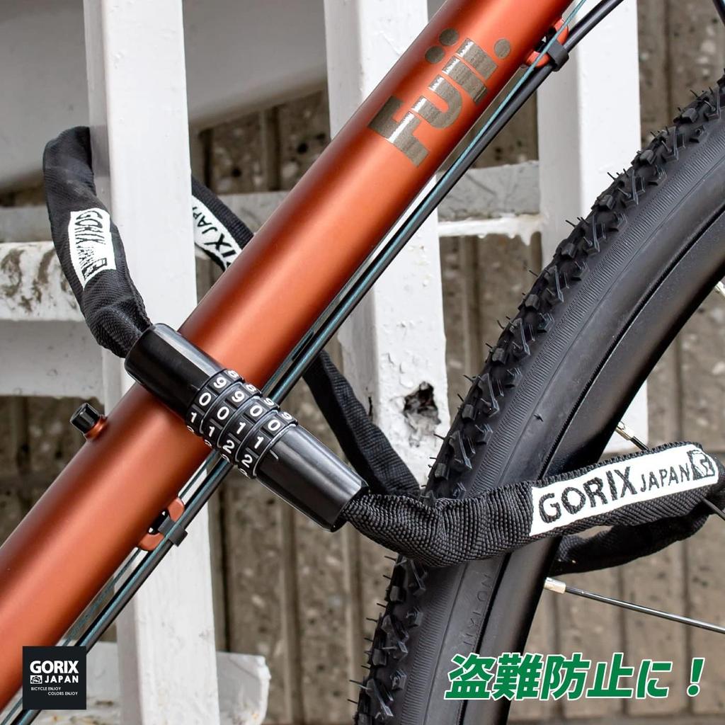 GORIX Bicycle Chain Lock with Compact Cloth Changeable for Road Cross Bike Lock Dial, 100cm, Lightweight, Storage, Durable, Portable, Anti-Theft,