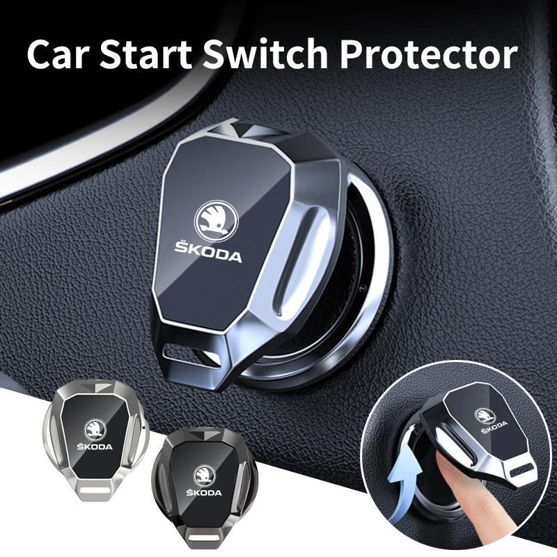 Car One-Touch Start Button Cover Metal Start Case Accessories For Skoda Octavia Superb Rapid Kodiaq Karoq Fabia Kamiq Roomster acq532