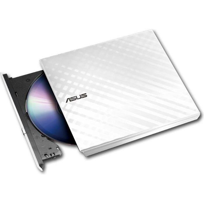 External DVD Writer Asus SDRW-08D2S-U 8x Slim White USB 2.0 with Disc Encryption and Drag-and-Burn