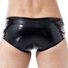 Mens Patent Leather Swim Trunks Wet Look Design Low Rise Boxer Shorts Drawstring Waist Party Clubwear