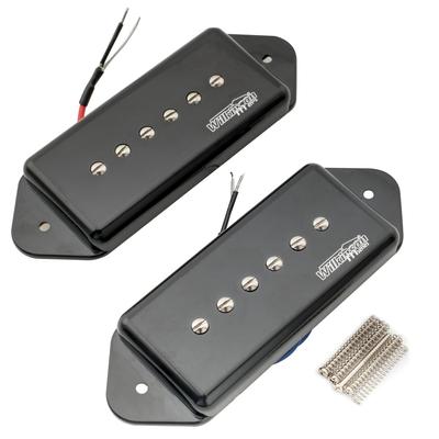 Wilkinson WO90 Ceramic P90 Dog-Ear Pickups and Bridges for Les Paul SG Electric Guitars, Black (Set of 2)