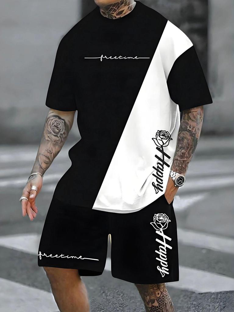 Men's Casual Sports Printed T-shirt & Shorts Set