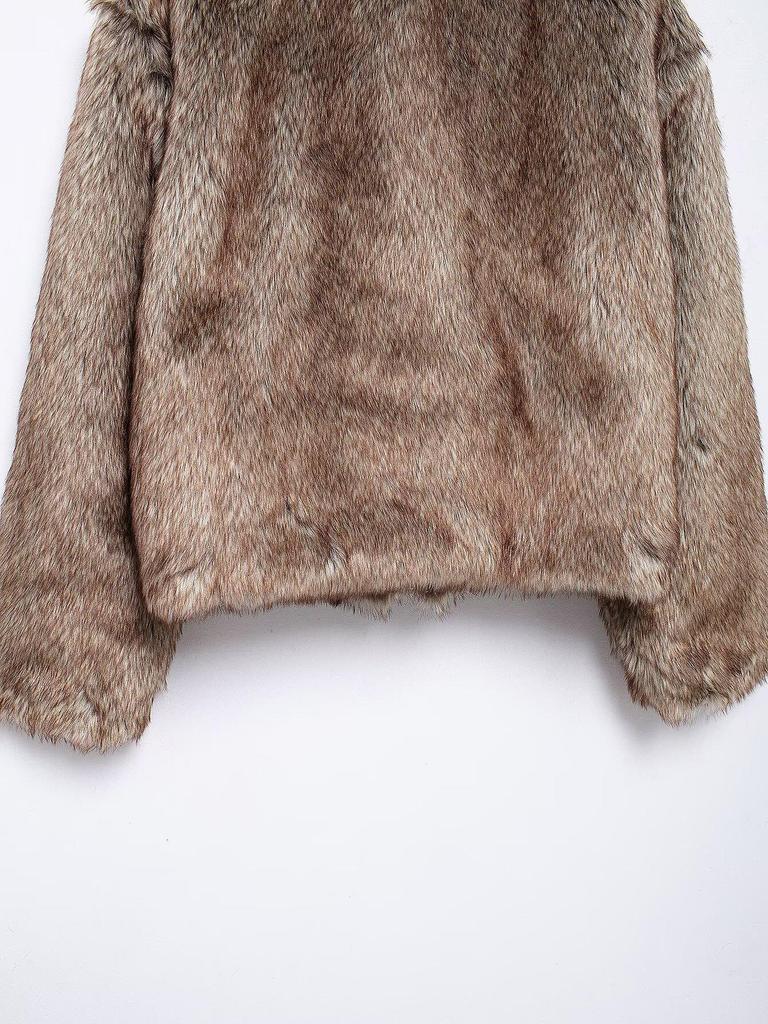 2024 Autumn Women's Vintage Faux Fur Coat In European & American Fashion