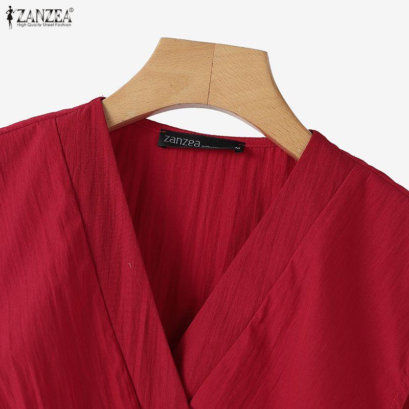 ZANZEA Women V-Neck Solid Color Casual Sleeveless Blouse