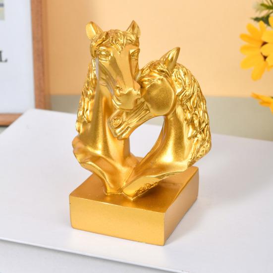 Doppelpferdekopf-Skulptur Harz Liebende Pferdefigur für Wohnzimmer Schlafzimmer Dekor Romantische Reiterstatue für Pferdeliebhaber Jubiläum