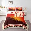 Arcade Fire Radio City Concert Poster Bedding Set, Red Orange Sunset Forest Art Print Duvet Cover, Indie Rock Music Fan Bedroom Decor