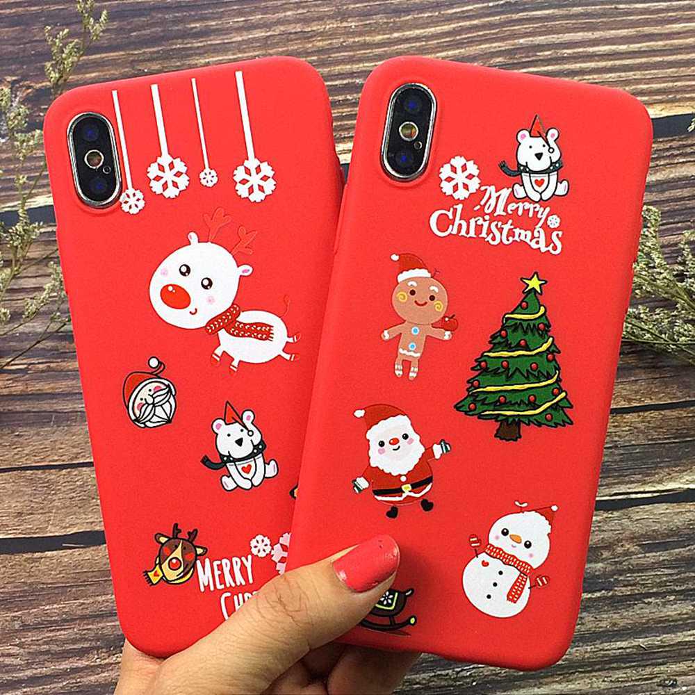 Shockproof Back Cover Christmas Soft TPU Phone Case For iPhone 5s SE 6s 7 8 Plus Xs Max Xr